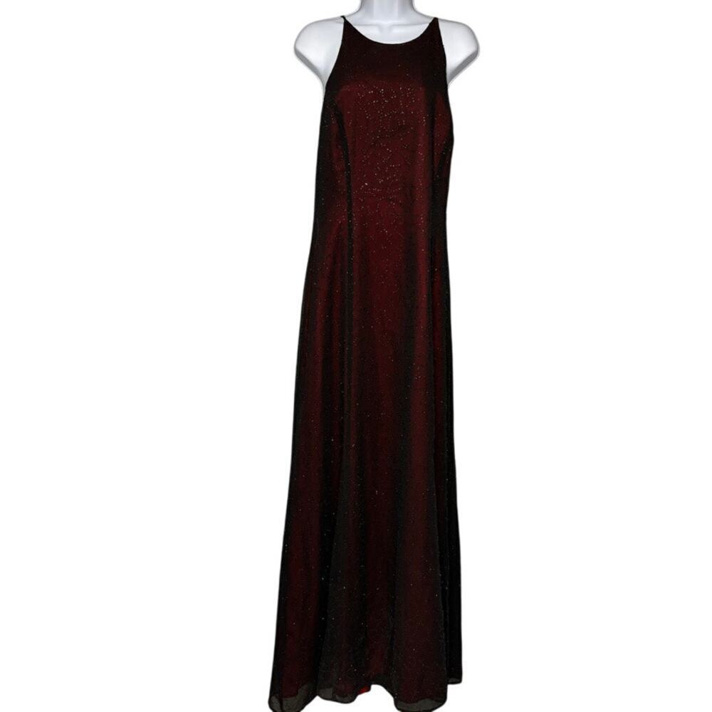 VTG Reggio Y2K Witchy Gothic Black Red Sheer Formal Dress‎ Sz 14 Made in USA